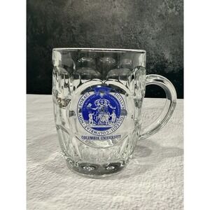 Columbia University Glass Beer‎ Stein Blue Seal Heavy Clear Glass One Pint
